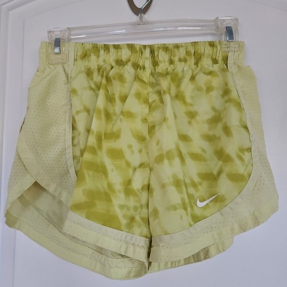 Nike Tempo Printed Dri fit Running shorts Tie Dye lime green size Small